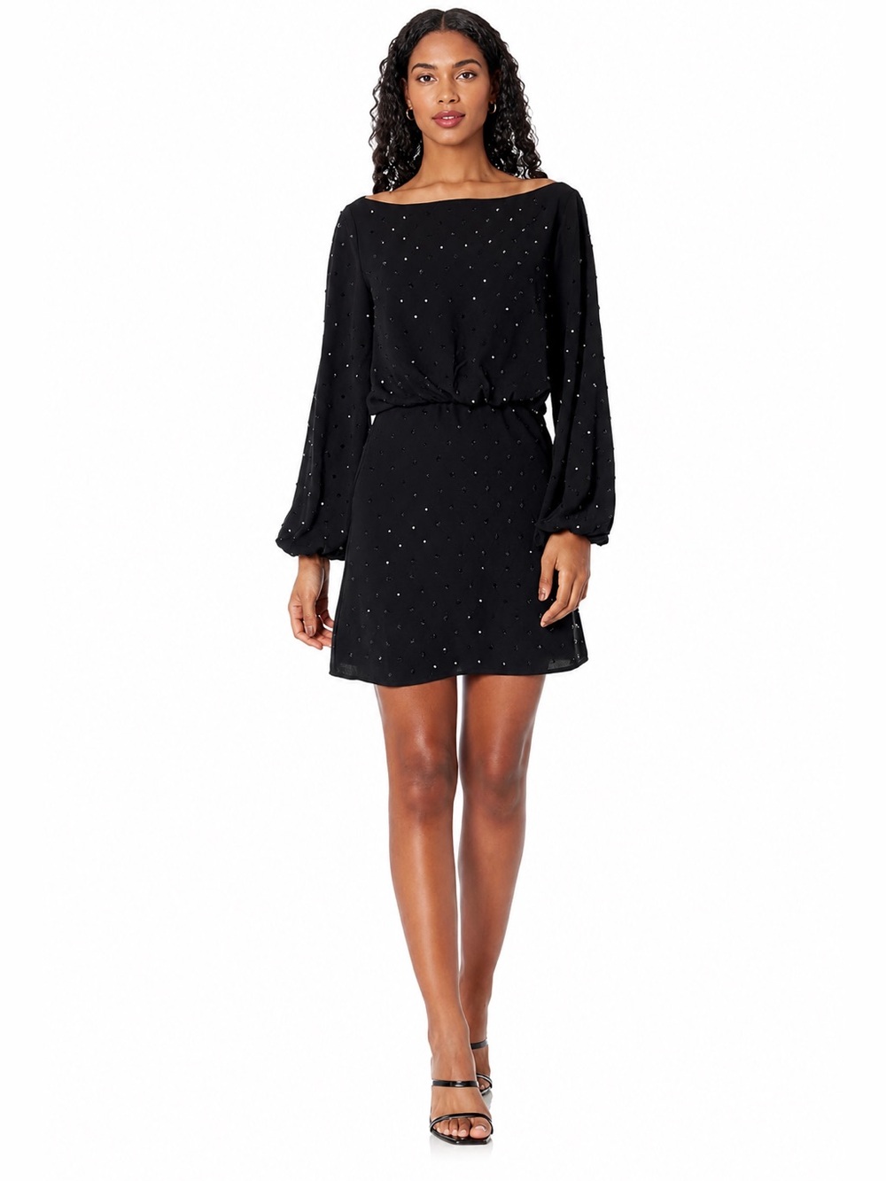 ASTR THE LABEL EDITA RHINESTONE EMBELLISHED LONG SLEEVE MINI DRESS NEW WITH TAGS